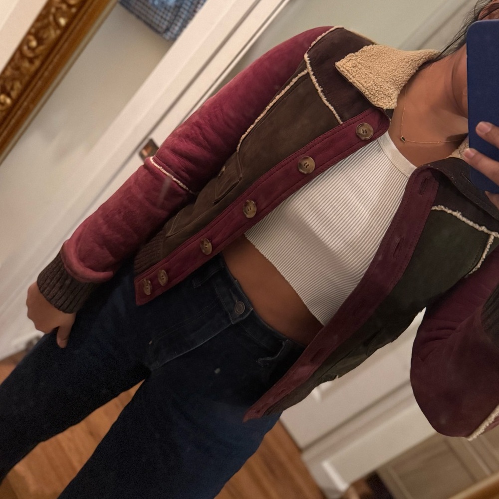 Dolce & Gabbana suede multi colored bomber jacket - shearling lining